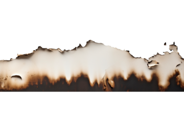 Burnt edge paper on transparent background