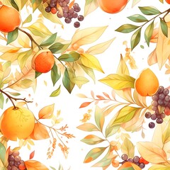 seamless pattern with autumn leaves, Generative AI
