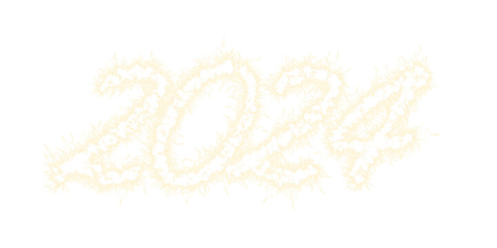 Number 2024 Written Sparkling Sparklers Isolated Cut Out On White Background