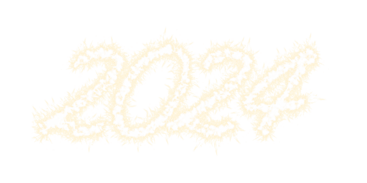 Number 2024 written sparkling sparklers isolated cut out on white background
