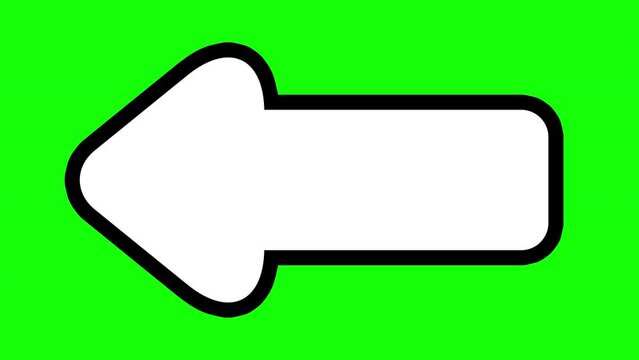 Animation arrow icon, indicating left direction, isolated on transparent background with alpha channel.