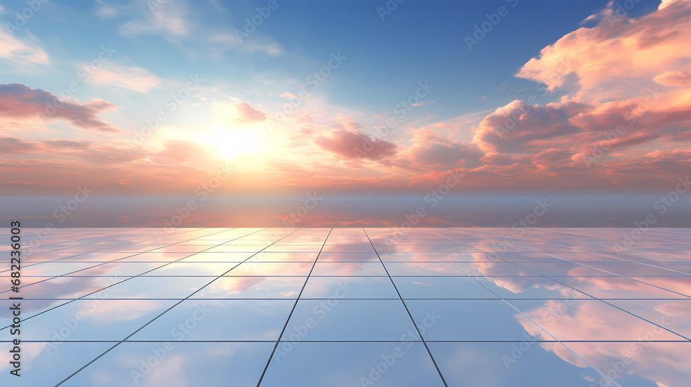 Poster background floor and sky background poster web page ppt with reflection