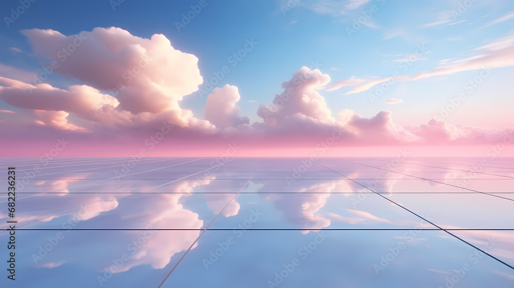 Poster background floor and sky background poster web page ppt with reflection
