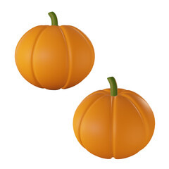 3d cartoon illustration of a pumpkin with a transparent background