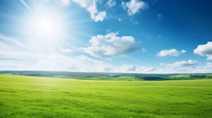 Foto op Plexiglas panoramic green landscape, serene nature scenery © Spear