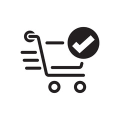 Shopping cart checkmark vector icon