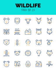 set of Wildlife Two Color icons for logo & web. Vector illustration