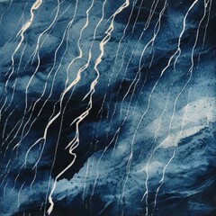 Abstract cyanotype texture wallpaper with blue and white squiggly lines, great as banner or background. Generative AI, AI