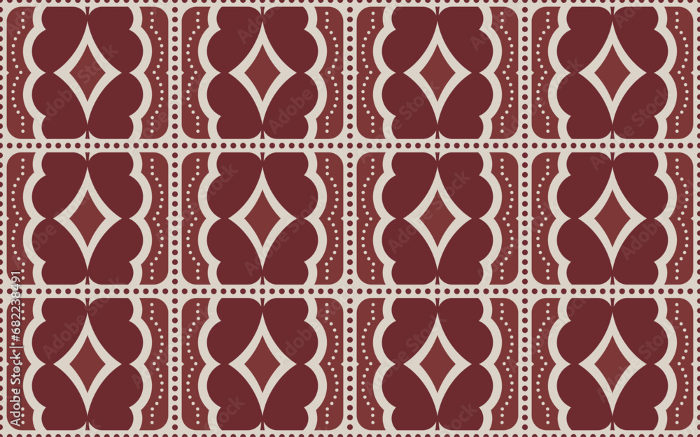 Poster modern mauve butterfly repeat pattern in dark red colors. circle and diagonal square shape elements.