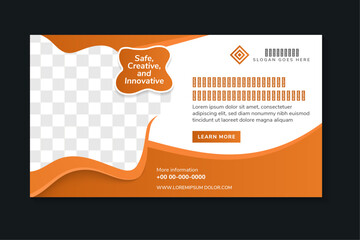 Vector abstract design web banner template. Web page design Elements. the best technology artificial intelligence header poster. Abstract geometric on white background. Modern brown element with photo