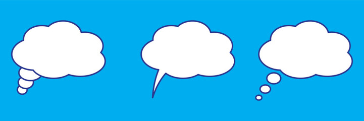 Speech or think bubble, empty communication cloud. Vector design element.