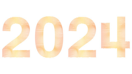 2024 gold wavy abstract lines text transparent background PNG