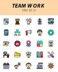 set of Teamwork Lineal Color icons for logo & web. Vector illustration