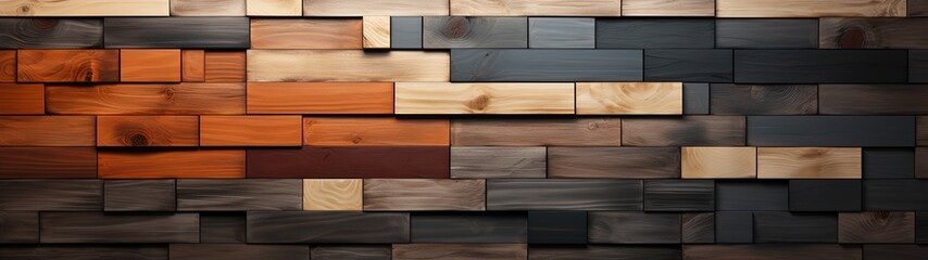 Intriguing and Unique Pattern of Wooden Blocks on a Glossy Wall