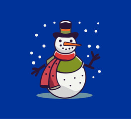 snowman illustration vintage graphic assets