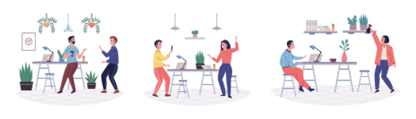 Colleagues vector illustration. Effective communication among colleagues ensures clarity, reduces conflicts, and enhances productivity Sharing reports and updates with colleagues promotes transparency