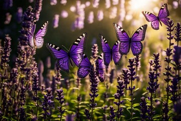 butterfly on flower  and generated AI 