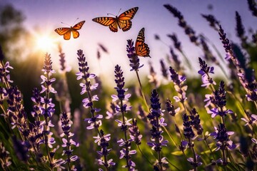 butterfly on lavender and generated AI 