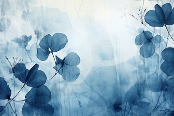 Abstract cyanotype texture wallpaper with blue and white, great as banner or background. Generative AI, AI