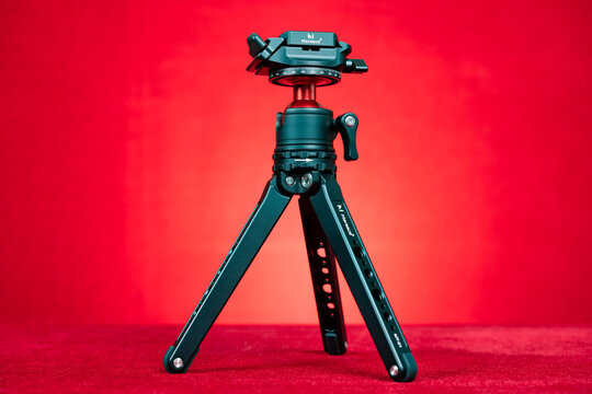 ZhongShan China-January 27,2023:brand new Marsace compact tripod for digital camera at its lowest position horizontal composition.