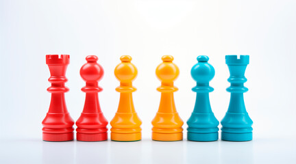 Colorful pawns on white background. Social inclusion concept