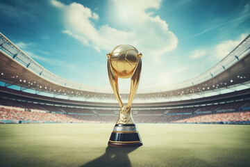 football world cup trophy in a stadium