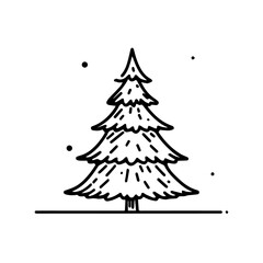 christmas tree vector. black and white christmas tree illustration no fill. simple christmas tree line art