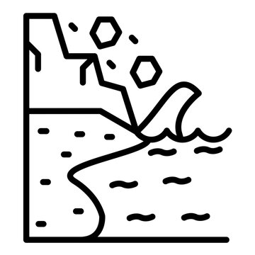 rockslide falling into ocean waves clip art preview