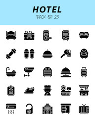 set of Hotel Glyph icons for logo & web. Vector illustration