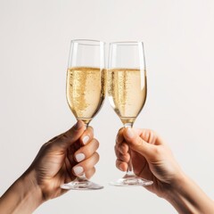 A Toast to Celebration: Two People Raising Champagne Glasses in Their Hands