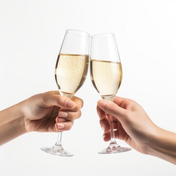 A Toast to Friendship: Two Friends Enjoying a Relaxing Evening with Glasses of Wine in Hand