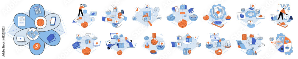Poster blockchain vector illustration. blockchain technology has potential to revolutionize financial indus