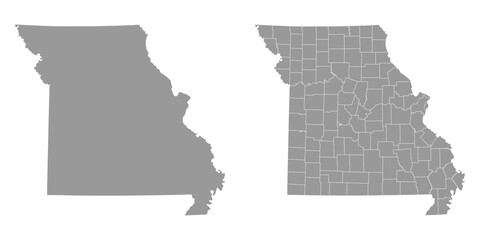 Missouri state gray maps. Vector illustration. - obrazy, fototapety, plakaty