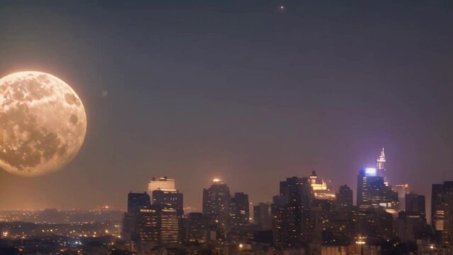 full moon over the city