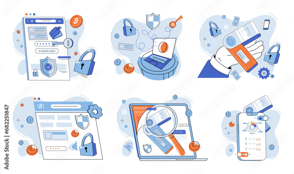 Poster crypto wallet vector illustration. the financial sector is embracing potential digital wallets for c