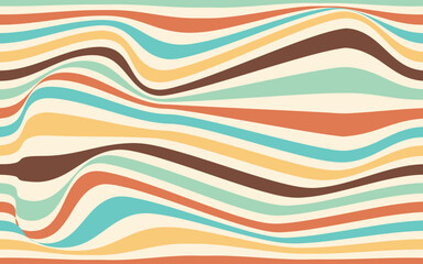 Retro groovy background. Abstract  and textured wavy shapes design. Colorful 60s and 70s  style vector illustration design