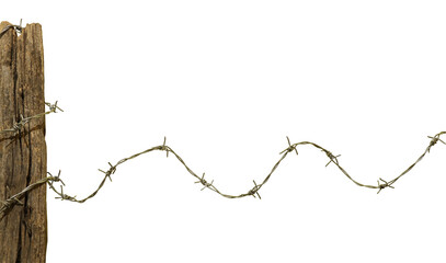 barbed wire fence isolated on transparent background