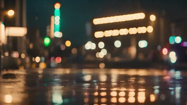 reflection of city lights at night