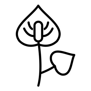 black outline anthurium flower icon clip art preview