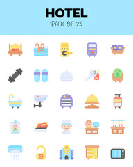 set of Hotel flat icons for logo & web. Vector illustration