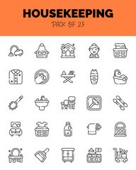 Naklejka premium set of HouseKeeping Lineal Cut icons for logo & web. Vector illustration