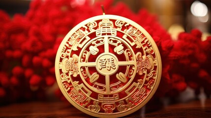 Fototapeta premium a red and gold Chinese New Year decoration