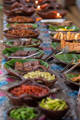Typical Indonesian cuisine and usually served in buffet form