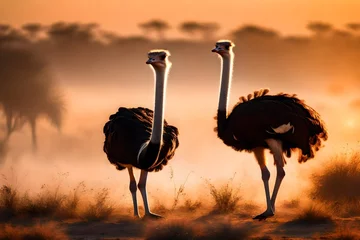 Zelfklevend Fotobehang ostrich at sunset © farzana