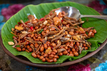 Anchovy fried chili sauce, typical Javanese food, Indonesia