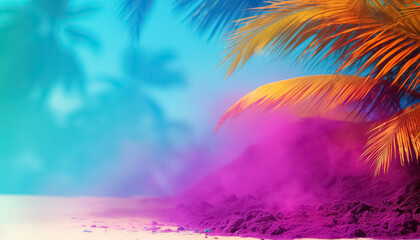 Fototapeta na wymiar Beach in Goa in colors , happy holi indian concept