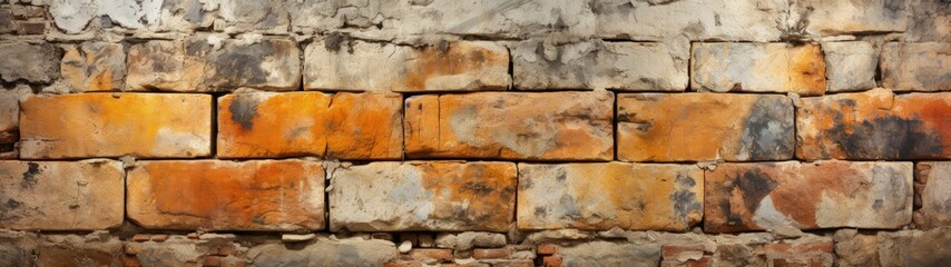 Weathered Brick Wall with Aged and Worn Look