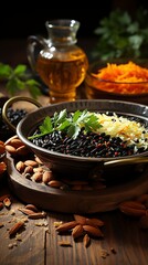 kerala pulav on wooden table surrounded with vegetables ,Pongal Day, Indian Pongal celebration, Indian Celebration
