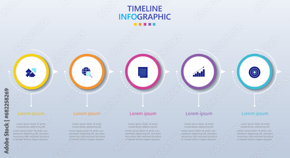 Poster infographic template for business. modern timeline infograph with 5 steps.