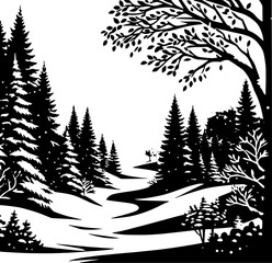 Wintery Forest Scene
